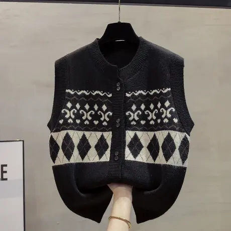 圆领针织马甲背心女2025春秋新款宽松外穿马夹叠穿加厚毛衣坎肩潮商品大图