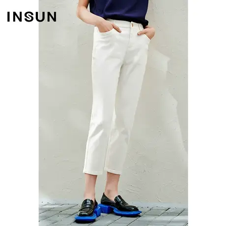 INSUN恩裳线上专选春季水洗棉宽松锥形休闲裤图片