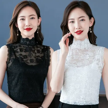 2022秋冬新款高领蕾丝打底衫女修身性感内搭秋季纯色T恤洋气小衫图片