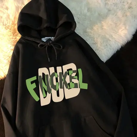 美式复古hiphop情侣装连帽卫衣女秋设计感小众潮ins大码外套上衣商品大图