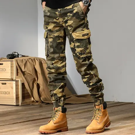 工装休闲裤子男士2022冬季保暖外穿时尚潮牌百搭束脚休闲工装裤男图片