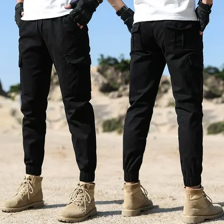 大码工装长裤男夏薄款工装裤纯色百搭透气男款裤子夏季薄款多口袋商品大图