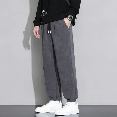 2023新款束脚休闲裤男款秋季灯芯绒裤子男生休闲百搭宽松运动长裤商品大图