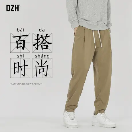 男士休闲直筒裤垂感卡其色裤子男秋季宽松潮牌男裤2023新款长裤男商品大图