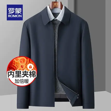 【加棉保暖】罗蒙爸爸装棉服男秋冬新款中老年干部装翻领夹克外套商品大图