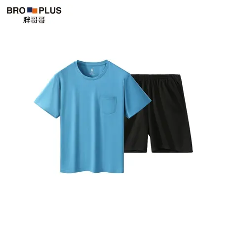 胖哥哥大码睡衣男夏季薄款加肥加大棉质透气可外穿短袖家居服上衣图片