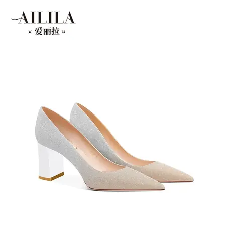 爱丽拉粗跟结婚鞋女2025新款春季禾秀主婚纱两穿新娘高跟鞋不累脚图片