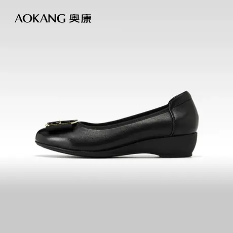 奥康女鞋 2024春季新款平底休闲单鞋金属装饰时尚浅口一脚蹬单鞋图片