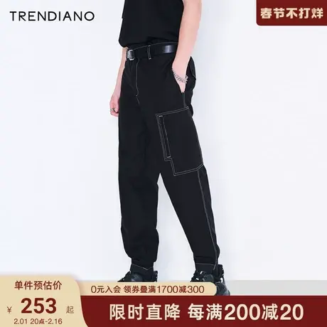TRENDIANO潮牌官方春季男装棉质时尚韩风百搭长裤宽松休闲直筒裤商品大图