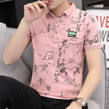 夏季男士短袖T恤韩版潮牌潮流polo衫半袖男装衣服翻领纯棉体恤ins商品大图