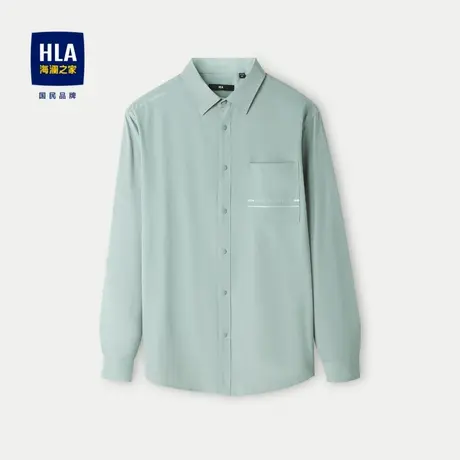 HLA/海澜之家外套款长袖休闲衬衫24春夏新弹力宽松防晒衬衣外套男图片