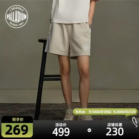 PALLADIUM帕拉丁休闲裤系带松紧腰直筒撞色针织短裤198222商品大图
