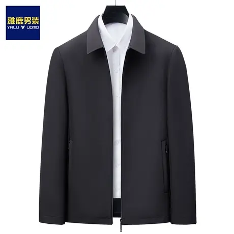 雅鹿夹克外套男装2024新款早春秋款男士行政领导干部商务翻领短款商品大图