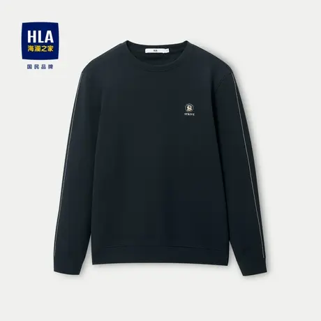 HLA/海澜之家高周波工艺长袖T恤23秋新圆领文字印花针织布上衣男图片