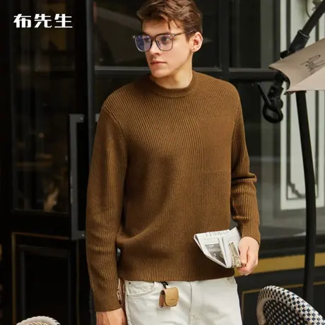 MrBu布先生长袖针织衫男 秋冬厚款圆领字母印花衫冬季KT01376商品大图