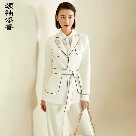 颈袖添香2023秋季新款职业西装女士修身时尚流行长袖女士外套图片