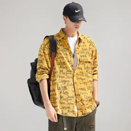 Modi Nick/摩帝尼克男士休闲复古印花衬衫美式雅痞风男士长袖外套图片