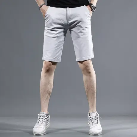 5分短裤男2023新款夏季薄款浅灰色弹力休闲男士中裤五分裤简约商品大图