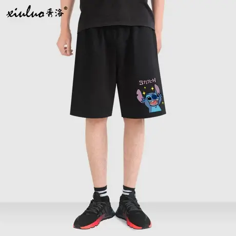 秀洛星际宝贝周边休闲裤子夏季短裤史迪仔史迪奇印花图案五分裤子图片