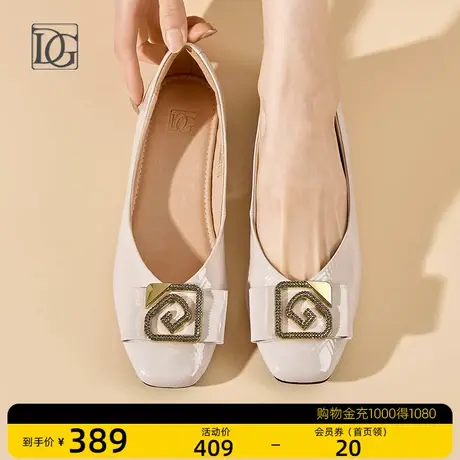 【商场同款】方头浅口单鞋女平底鞋春夏2023新款真皮舒适休闲皮鞋商品大图