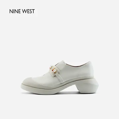 Nine West/玖熙蓝调午后春季新款珍钻甜酷小众一脚蹬滑梯跟单鞋女图片