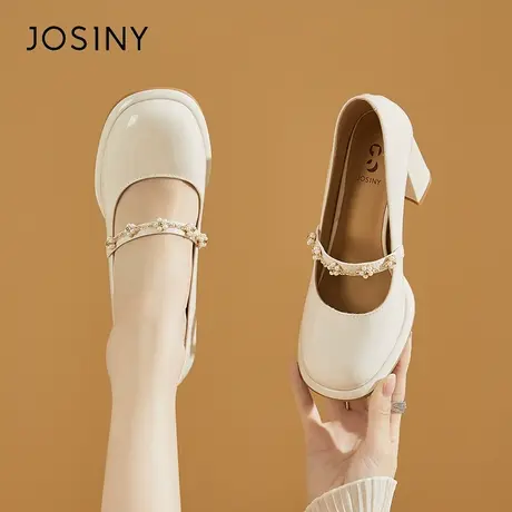 Josiny/卓诗尼高跟鞋女2024新款春季高级感单鞋配裙子玛丽珍女鞋商品大图