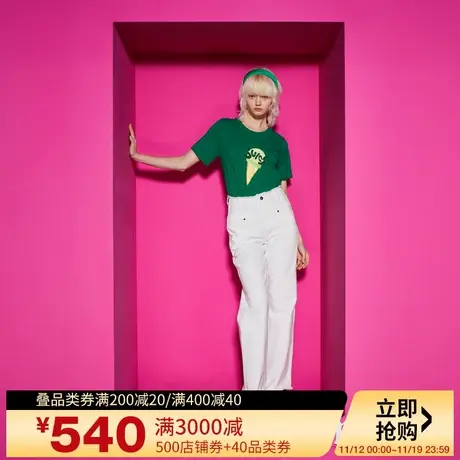 Juicy Couture橘滋2023新款烫钻抹茶冰淇淋百搭休闲女T恤商品大图