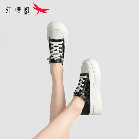 红蜻蜓厚底网面帆布鞋女夏季2023年新款平底休闲板鞋百搭薄款女鞋商品大图