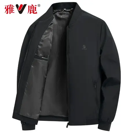雅鹿男士春秋季夹克2023年新款中年爸爸装休闲棒球领商务百搭外套图片