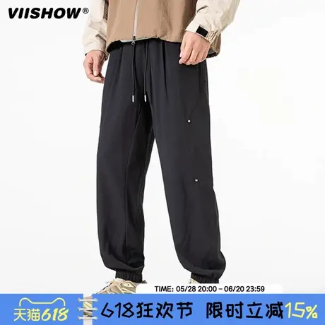 VIISHOW美式束脚松紧休闲裤男2025年春宽松百搭时尚高街潮牌长裤商品大图
