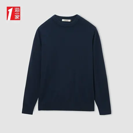 海一家商务品质毛衣2023秋季新款职场休闲简约羊毛男士长袖毛衫商品大图