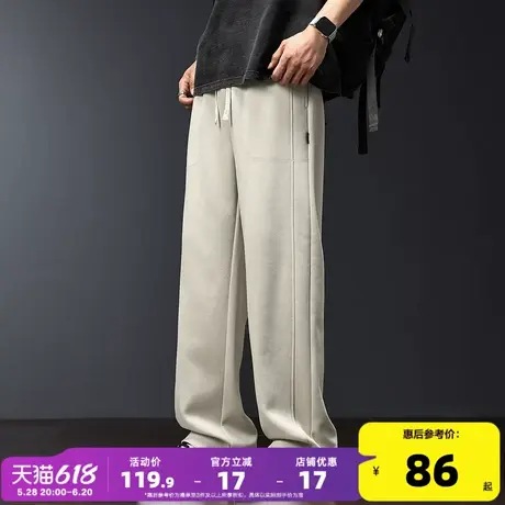 唐狮25春夏季新款男休闲长裤宽松阔腿裤运动卫裤拼接直筒裤子潮流商品大图