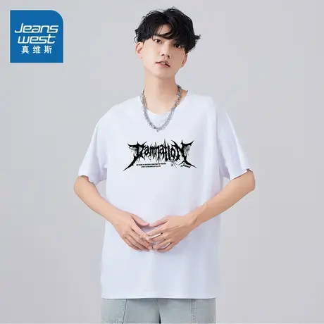 E8真维斯男装松弛感半袖上衣 2025夏季新款 时尚宽松圆领短袖T恤商品大图