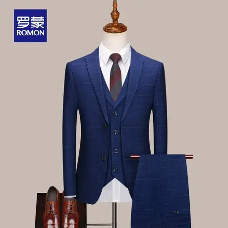 罗蒙商务绅士休闲西服套装男2025秋季新款修身百搭职业工装三件套图片
