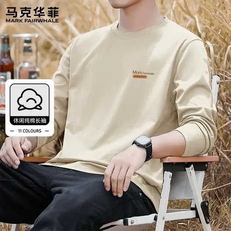 马克华菲美式纯棉长袖男款春秋季青少年字母潮流印花t恤男上衣服X商品大图