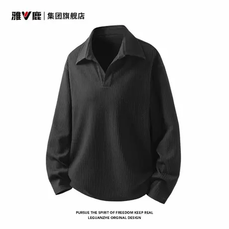 雅鹿提花翻领POLO衫卫衣男款宽松2025新款秋季男士上衣服休闲潮流图片