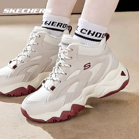 Skechers斯凯奇女鞋高帮熊猫鞋官网厚底老爹鞋保暖棉鞋加绒运动鞋商品大图
