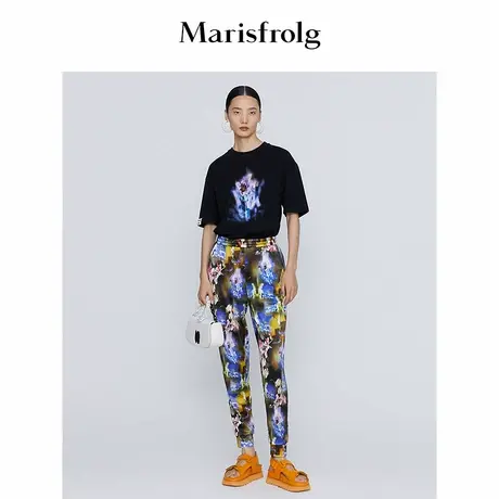 【艺术匠坊】Marisfrolg玛丝菲尔冬季新款时尚艺术印花收脚休闲裤商品大图