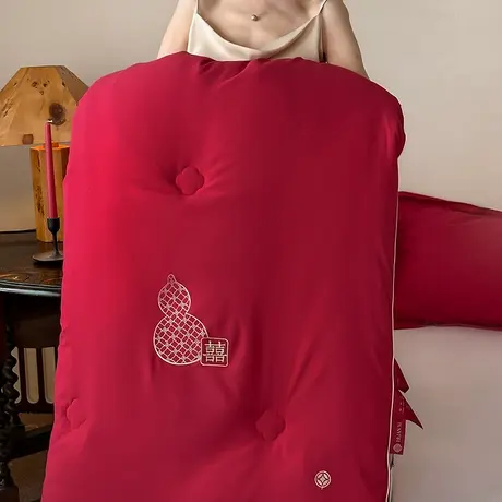 恒源祥亲肤刺绣婚庆被芯红色喜字喜被四季通用被芯保暖陪嫁双人被商品大图