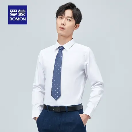 罗蒙男士长袖衬衫2023春季新款中青年商务休闲修身职业工装衬衣男图片