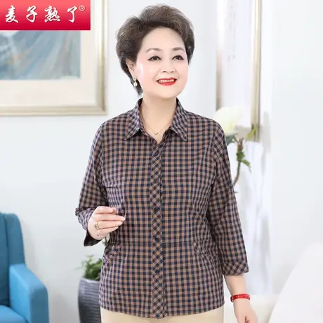 妈妈秋装T恤老人休闲衬衫上衣60岁7春夏新款奶奶中老年女装阔太太商品大图