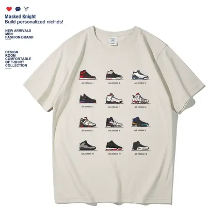 夏季新款潮牌篮球球鞋收藏短袖t恤男情侣装学生纯棉宽松体恤上衣商品大图