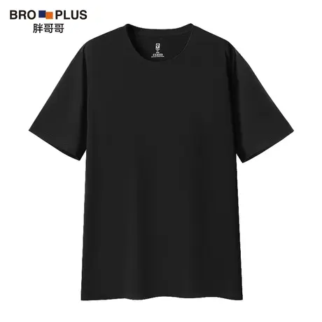 胖哥哥纯色T恤男2024夏加肥加大休闲宽松潮流新品A摆半袖胖子上衣图片