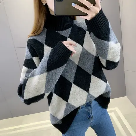 高领毛衣女秋冬外穿2022年新款爆时尚洋气慵懒加厚打底衫女冬季装商品大图