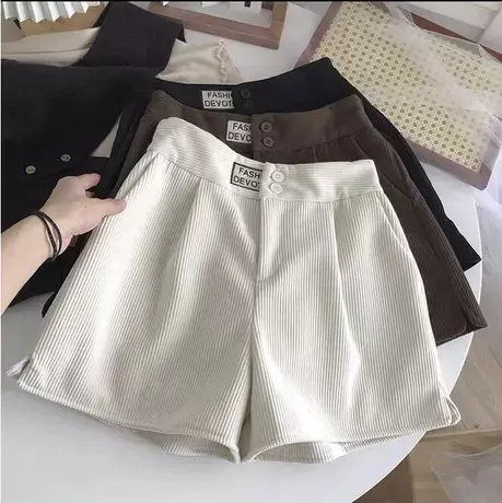 初秋冬季毛呢阔腿裤子女装2024年新款休闲短裤外穿裙裤靴裤小个子图片