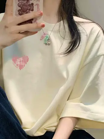 夏装2023新款复古仿棉韩版宽松圆领百搭短袖T恤女半袖打底衫春装图片