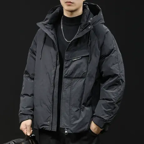 90白鸭绒羽绒服男冬季2023新款潮牌大码爆款工装男士外套短款连帽商品大图