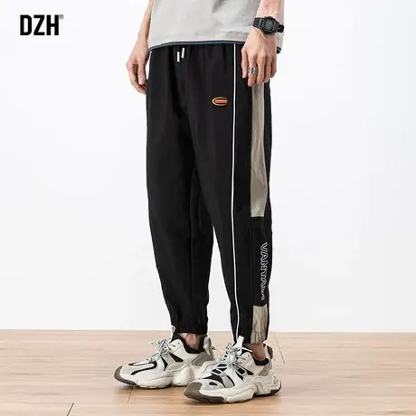 男士拼接冰丝裤子男夏季薄款束脚九分裤宽松休闲裤潮牌速干裤男款商品大图