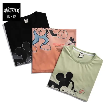 伟臣2023夏季新品大码情侣装短袖T恤男胖子加肥加大宽松卡通半袖商品大图