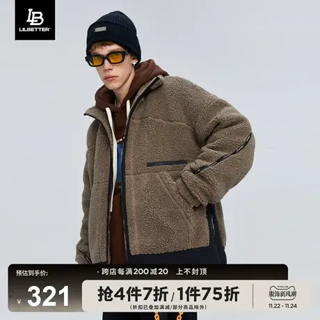 Lilbetter棉服男款仿羊羔毛冬装潮流棉衣新款棉袄宽松冬季外套LB商品大图